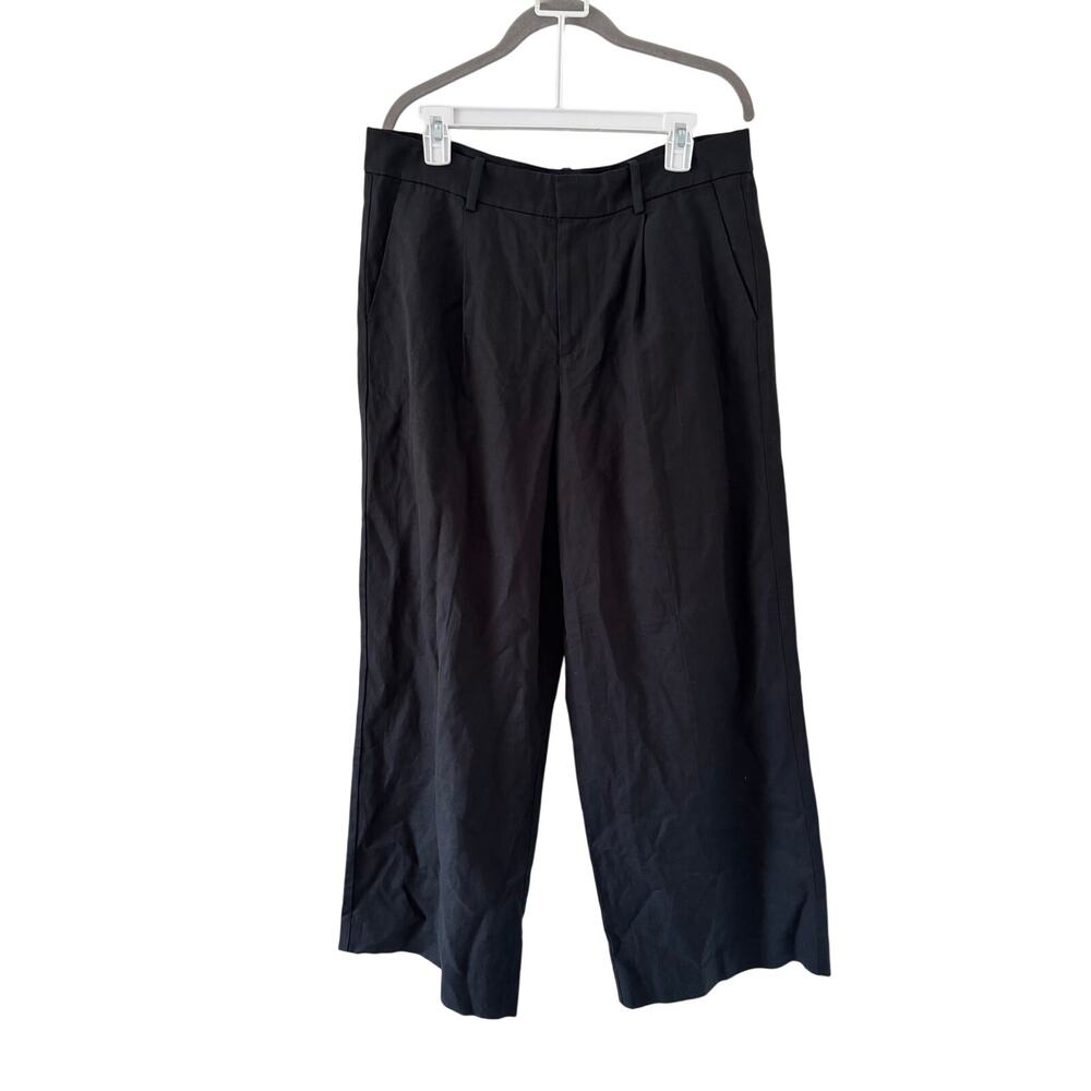 Madewell Women’s Black Wide Leg Cropped Pants Size 10P Petite High Rise Career - Picture 2 of 9
